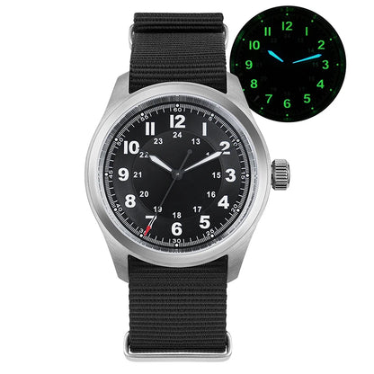 Militado ML08 38mm Quartz Watch VH31 Movement Double Domed Sapphire Crystal Wristwatch Super C3 Green Luminous Vintage Watches