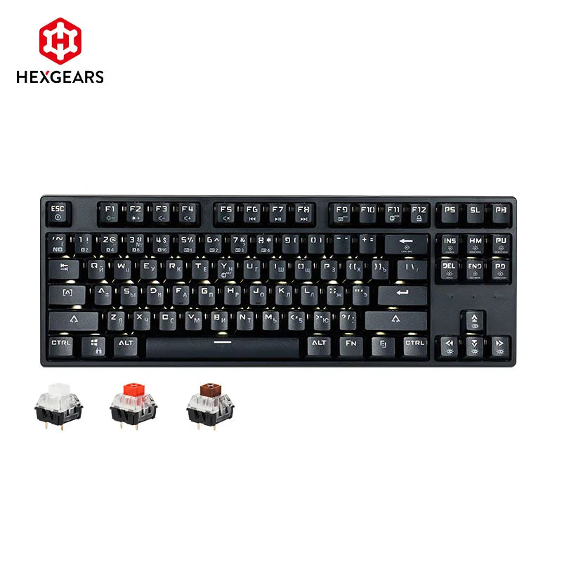 HEXGEARS Mechanical Keyboard Gaming Hot-Swappable Switch Russian 87 Key Waterproof Kailh BOX Switch Keyboard Custom Macro GK12