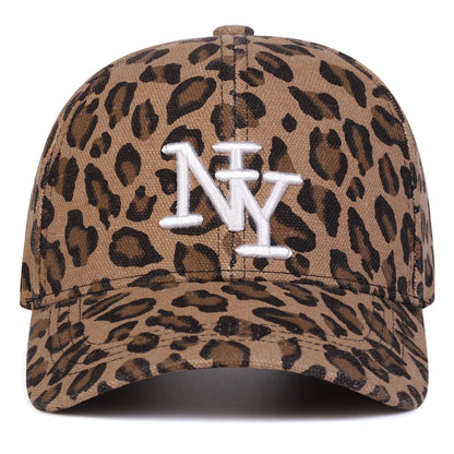 Unisex Letter Embroidery Leopard Print Baseball Caps Spring Autumn Outdoor Adjustable Casual Hats Sunscreen Hat Sports Cap