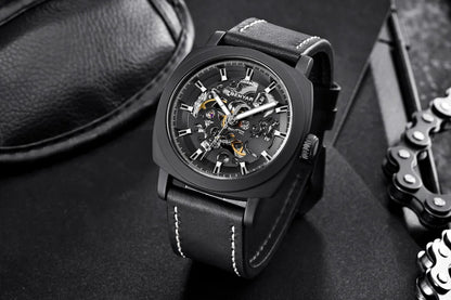 BENYAR Watch for Men Luxury Skeleton Tourbillon Automatic Mechanical Men's Watch 30M Waterproof Leather Strap Sports Reloj Hombre