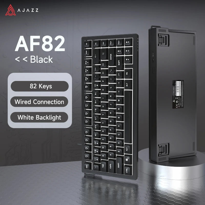AJAZZ AF82 Office Low Profile Tastatur RGB kabelgebundene/kabellose Gaming-Tastatur 75% Layout 82 Tasten 4000mAh Akku für Win/Mac