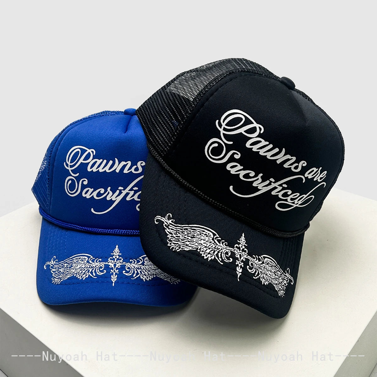 Printed Letters Wing Baseball Hats Hip Hop Breathable Color Block New Unisex Personal Sunshade Mesh Versatile Trucker Caps ins