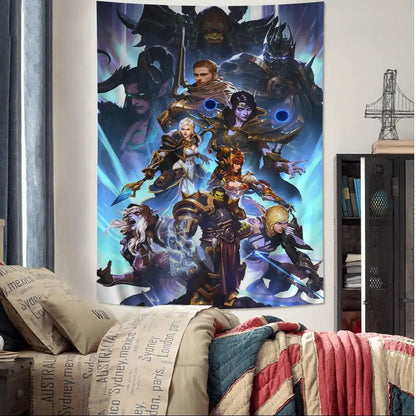 Duża drukowana makatka ścienna World Of Warcraft Hot Game, tania hipisowska dekoracja ścienna, boho makatki ścienne z mandalą, dekoracja do domu