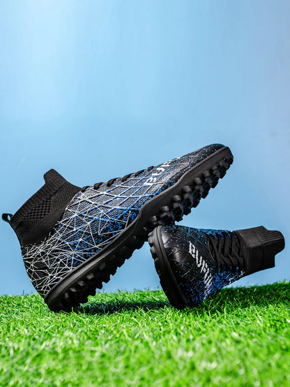 TF Soccer Shoes For Kids Youth PU Fabric Upper Rubber Sole Wear-Resistant Non-Slip Training Football Boots
