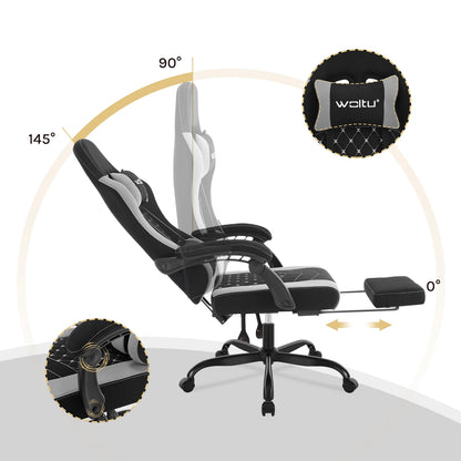 WOLTU Swivel Computer Chair with Massage Function Ergonomic Office Chair with Pillow & Footrest Height Adjustable Gaming Chair