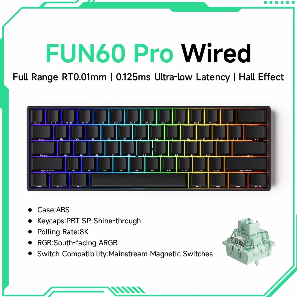 Akko MonsGeek FUN60 PRO&MAX HE Machanical Keyboard Magnetic Switch 60%  Gaming Keyboard Rapid Trigger 8K Custom Keyboard