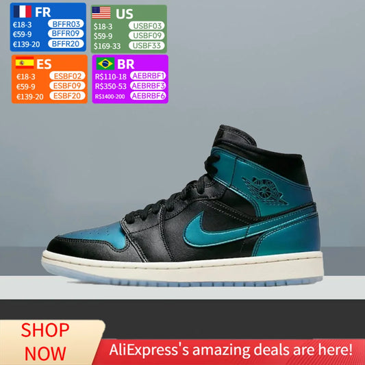 Nike Air Jordan 1 Mid Unisex Basketball Shoes Classic Design, Slip-Resistant and Durable, Exceptional Performance BQ6472-009