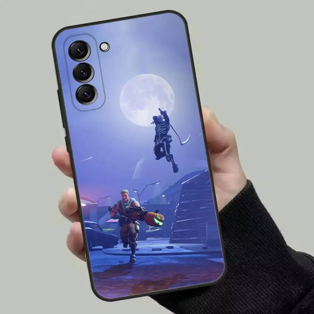 Capa de telemóvel M-Midas F-Fortnite para Samsung Galaxy A13,A21s,A22,A31,A32,A52,A53,A71,A80, capa preta flexível