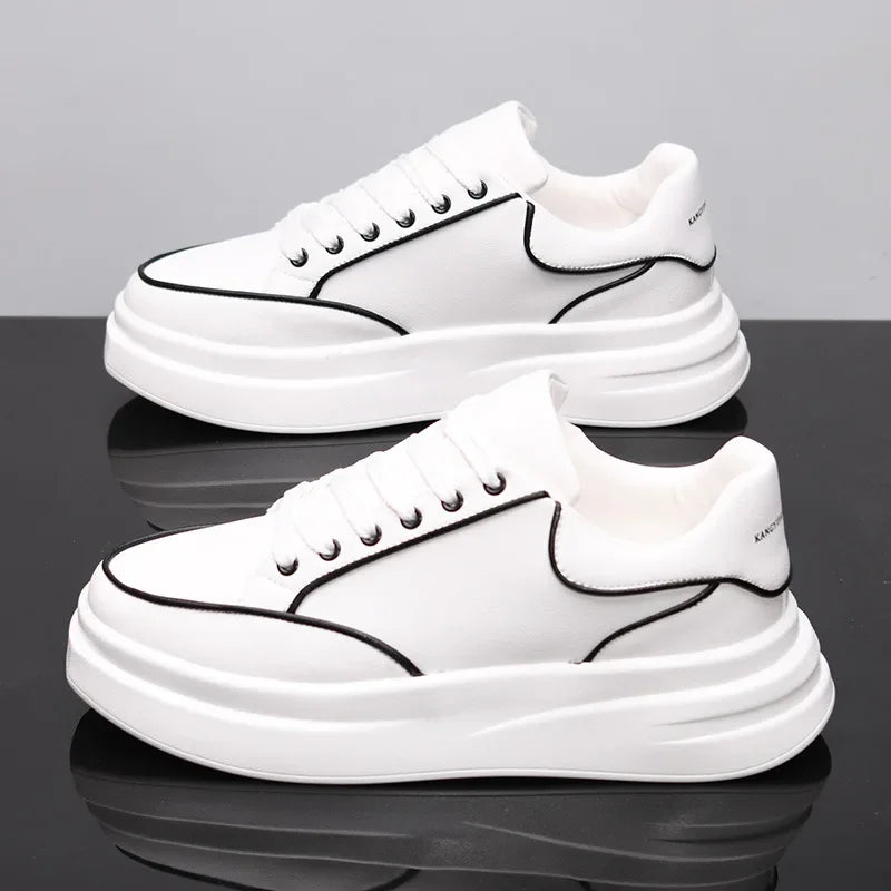 Zapatos blancos pequeños para pareja, zapatos de hombre, zapatillas deportivas de mujer, zapatillas de hombre, zapatillas deportivas informales con aumento de altura en el interior