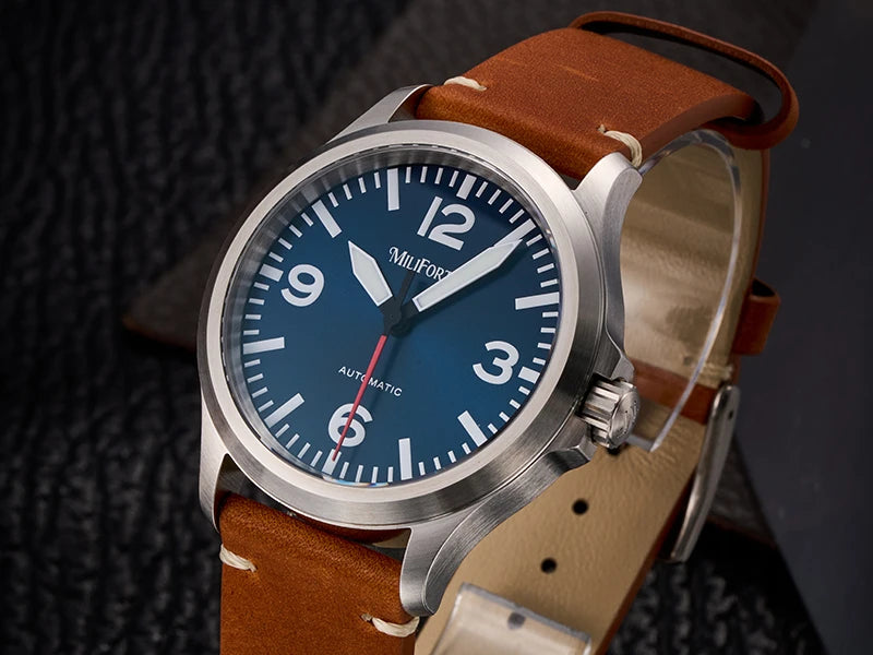 Milifortic M096 Men's Pilot Watch Large Arabic Numerals Military Style NH38 Auto Watch BGW9 Luminous 100M Waterproof Field Watch