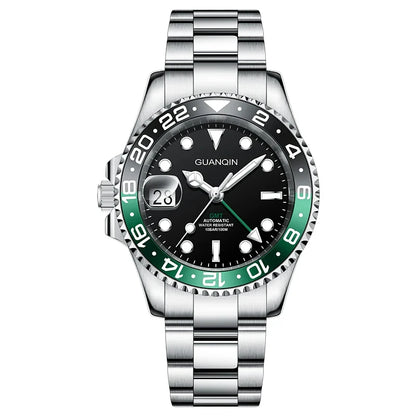 GUANQIN GMT Herrenuhren 2025 Neue Automatikuhr für Herren NH34 Mechanische Armbanduhr Saphirglas Edelstahlgehäuse Linkshänder
