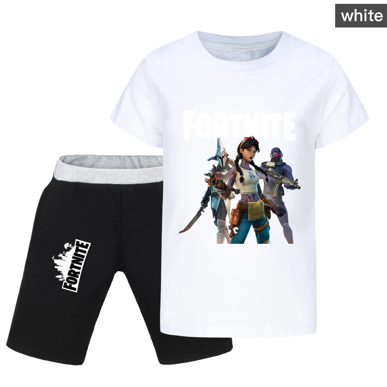 Fortnite Summer Kids Cartoon T-shirts Shorts Two-piece Set Baby Boys Tracksuit Girls Outfits 505