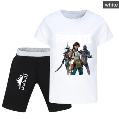 Fortnite Summer Kids Cartoon T-shirts Shorts Two-piece Set Baby Boys Tracksuit Girls Outfits 505