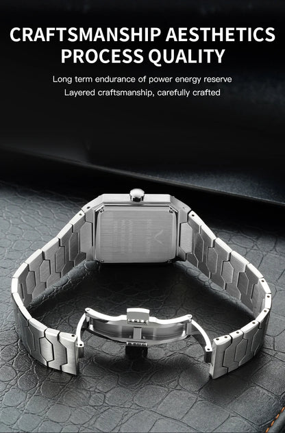 Specht & Söhne New Luxury Square 222 Watch Waterproof Male Clock Luminous Sapphire Stainless Steel Blue Men Watch Reloj Hombre