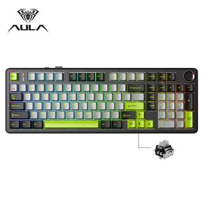 Aula F99 PRO 96% Mechanical Gaming Keyboard BT5.0/USB-C/2.4G Wireless Hot Swappable Gasket Custom Keyboard With 8000mAH Battery