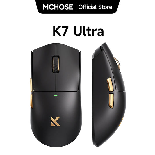 Mouse gaming wireless MCHOSE K7 Ultra PAW3950, rată de interogare duală 8K, ușor, dock magnetic de încărcare wireless, e-sports și birou