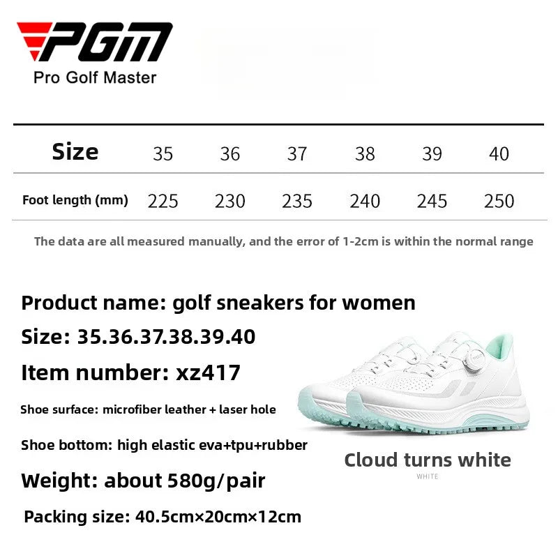 PGM ženski golfski čevlji, poletni, dihalni, z gumbi, z vezalkami, za povečanje višine, protizdrsni, korejski športni čevlji za na prostem XZ417