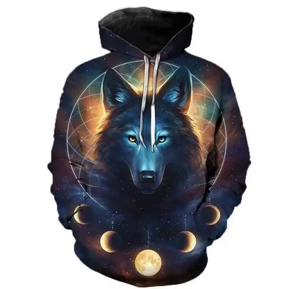 2023 Herbstmode Neu Lover Wolf Herren-Hoodie mit 3D-Muster, lockerer Herbst-Sweatshirt-Streetwear-Style, Fun-Brand
