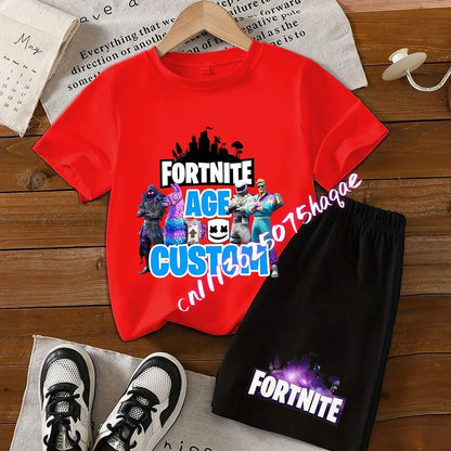 Fortnite T-shirt and Shorts for Boys and Girls Tee Pants Set Summer 2pcs Children Clothing Tops T-shirts Fortnite Print Tees Gift
