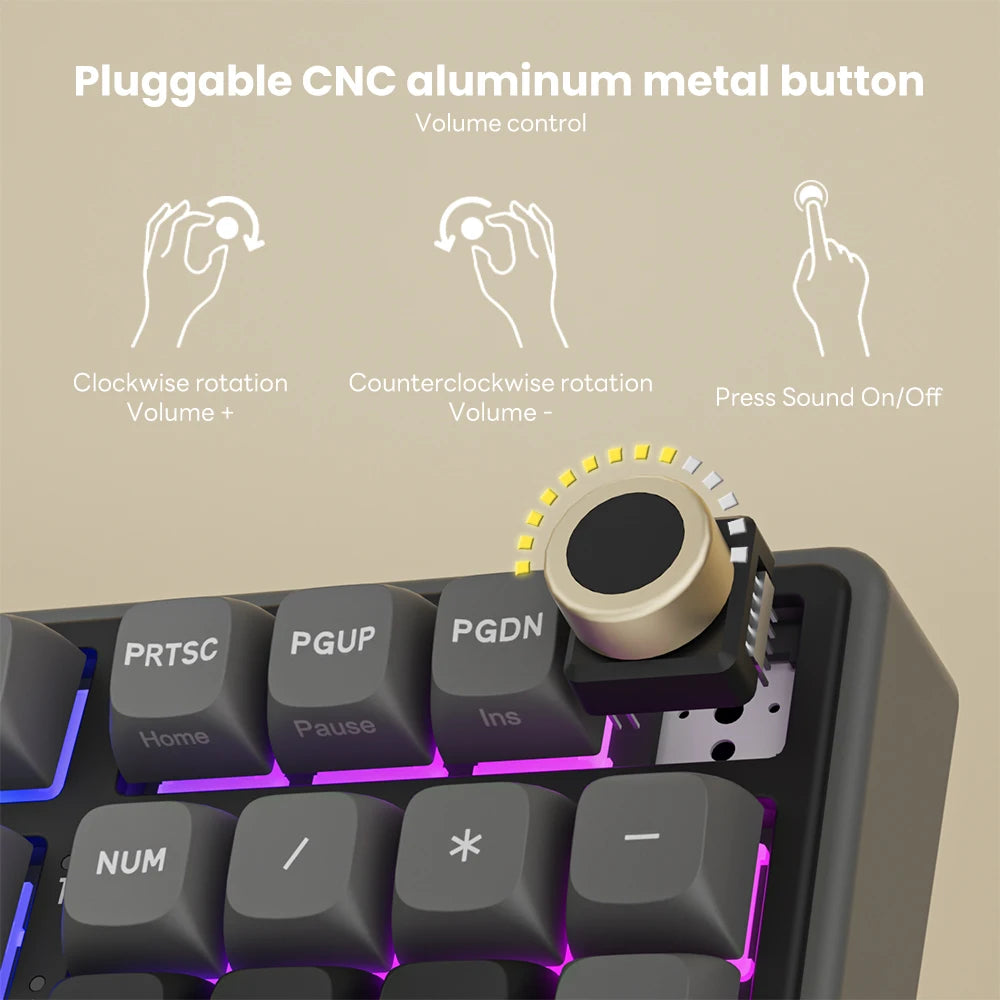 Teclado mecánico con cable RK ROYAL KLUDGE R98Pro Gasket, 98 teclas, RGB, hot-swappable, botón desmontable para gamers, keycaps PBT