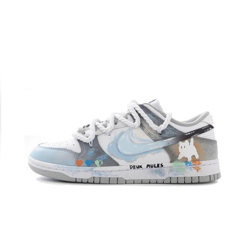 Individuell gestaltete Sneaker: Nike Dunk Cyberpunk Graffiti Gradient Blended Artistic Low-Top Unisex-Skateschuhe