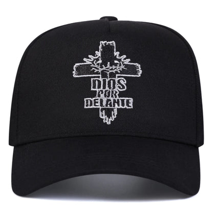 Unisex DIOS POR DELANTE Cross Embroidery Baseball Caps Spring Autumn Outdoor Adjustable Casual Hats Sunscreen Hat Sports Cap