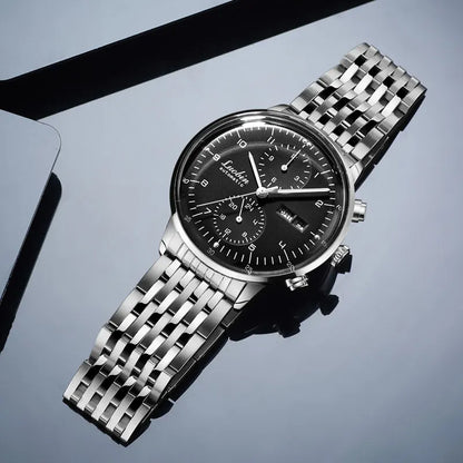 Men's Business Watch Mechanical Movement Multifunction Chronograph Stainless Steel Waterproof Automatic Calendar Sapphire