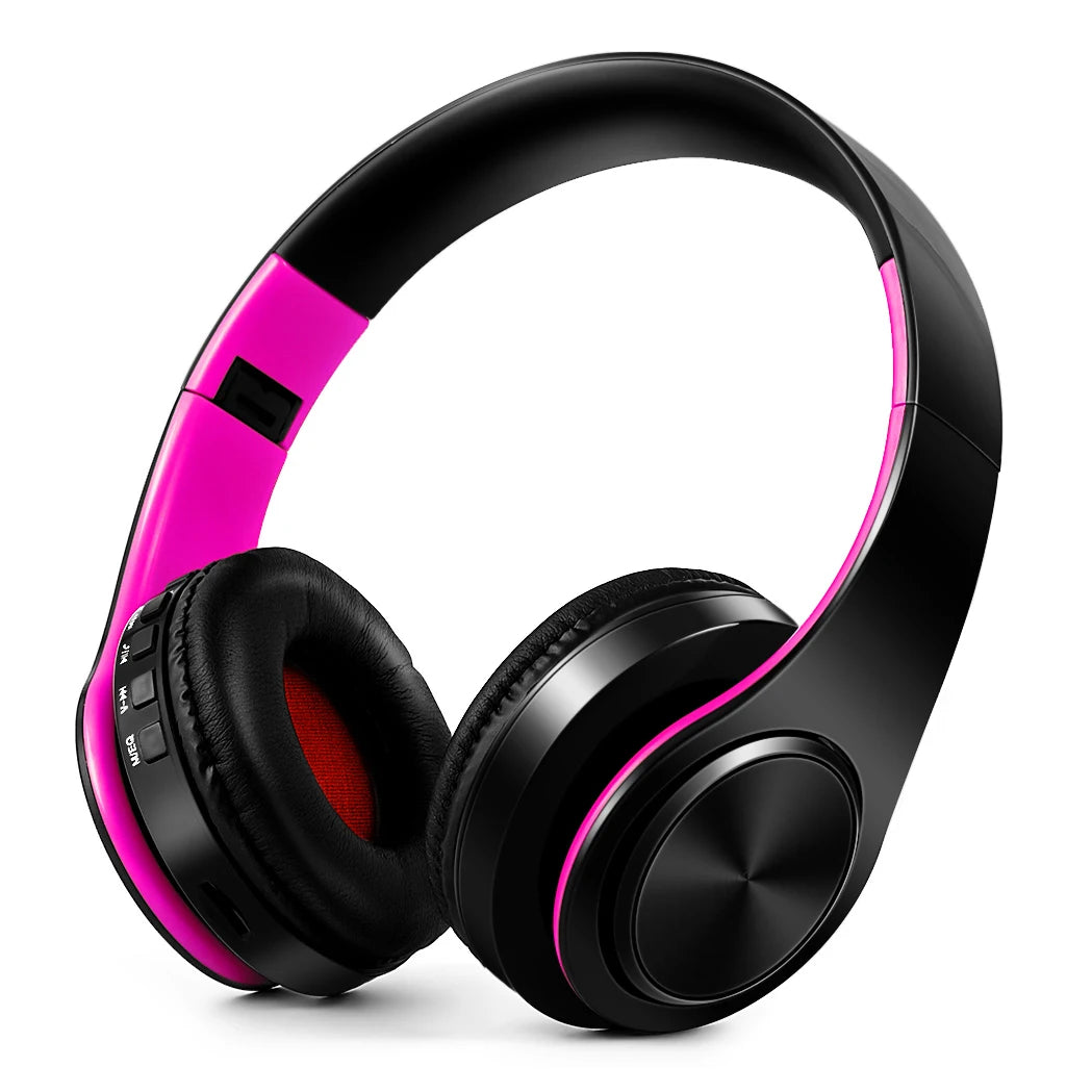 Casque Bluetooth sans fil stéréo AYVVPII avec radio FM et prise en charge de la carte SD avec micro pour téléphone portable Iphone Sumsamg tablette MP3