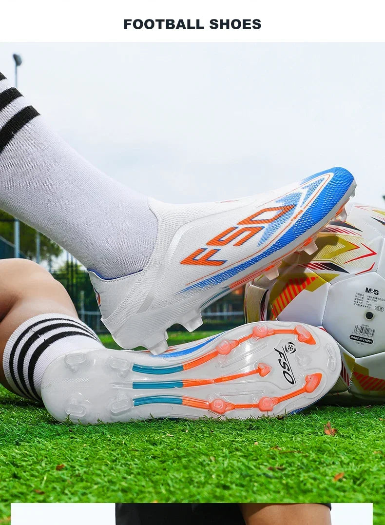 New Men Soccer Shoes Grass Cleats High-quality Match Outdoor Football Boots Non-Slip Boys Sneakers Hot-selling High-top Light