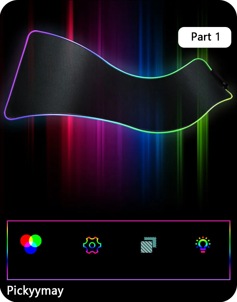 Velká RGB herní podložka pod myš, LED podložka pod myš pro hráče, podložka na stůl k PC, RGB podložka pod klávesnici XXL 90x40cm