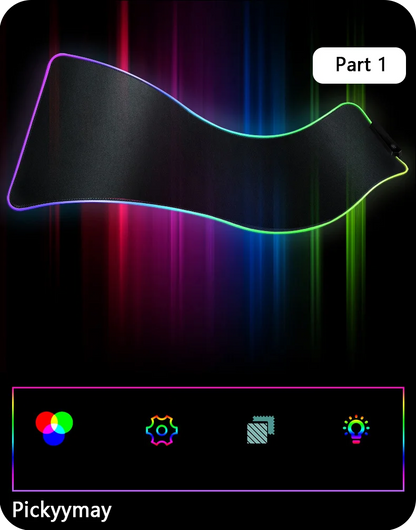Velká RGB herní podložka pod myš, LED podložka pod myš pro hráče, podložka na stůl k PC, RGB podložka pod klávesnici XXL 90x40cm