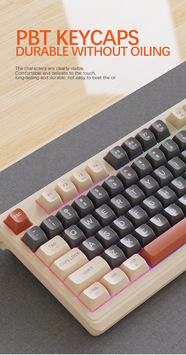 FreeWolf M96 Wireless Keyboard with Screen, Gaming Keyboard Bluetooth Dual-Mode Connection, Multi-Device Linking, Ergonomic