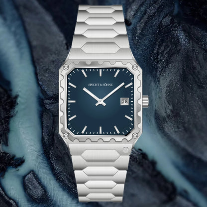 Specht & Söhne New Luxury Square 222 Watch Waterproof Male Clock Luminous Sapphire Stainless Steel Blue Men Watch Reloj Hombre