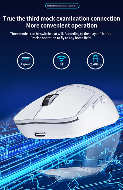 Gaming-Maus Bluetooth-Maus Wiederaufladbare Gamer-Maus Paw3395 Leichte ergonomische kabellose E-Sport-Maus
