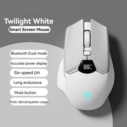 Kabellose Bluetooth-Maus, intelligentes Bildschirm-Display, Dual-Mode-Stummschalttaste, 600mAh Lithium-Akku, Office-Maus für Tablet und Notebook