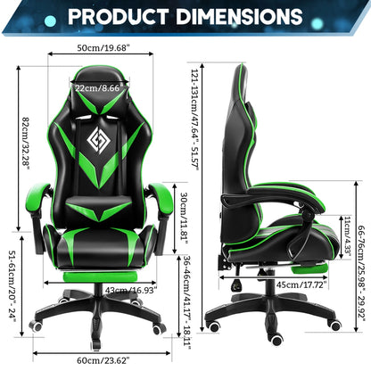 400Lbs Load Gaming Chair with Massage Ergonomic Computer Chair Footrest and Lumbar Support Reclining PC Chair Adjustable Armrest
