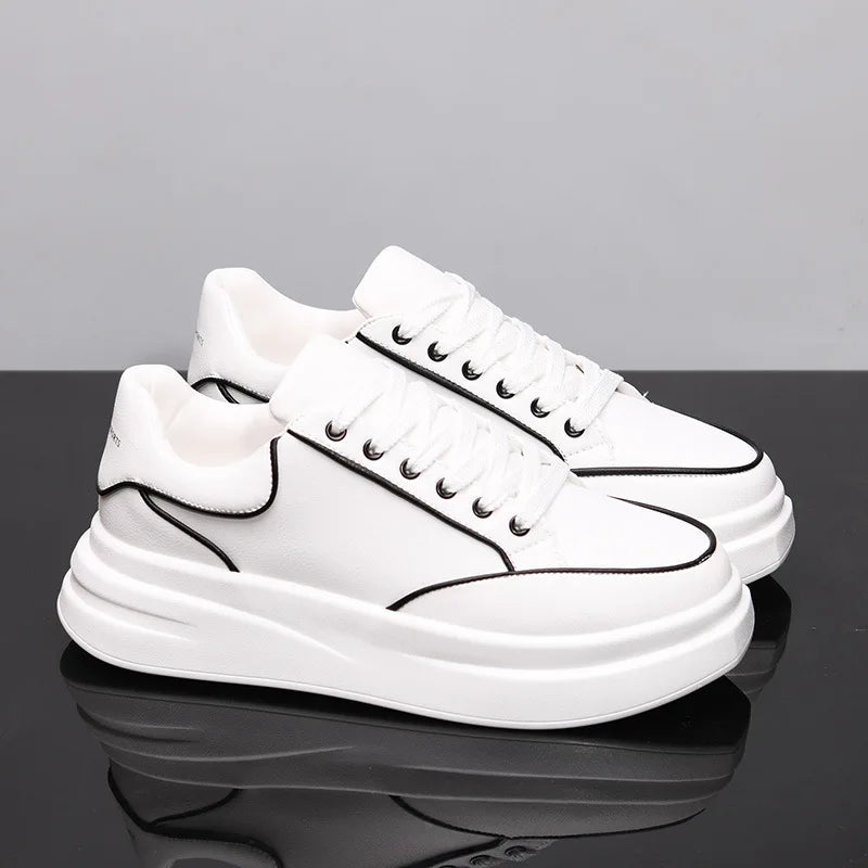 Zapatos blancos pequeños para pareja, zapatos de hombre, zapatillas deportivas de mujer, zapatillas de hombre, zapatillas deportivas informales con aumento de altura en el interior