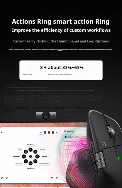 Ratón inalámbrico Bluetooth ergonómico Logitech MX Master 4 con retroalimentación háptica, anillo de acciones, MagSpeed, 8000 DPI y batería de 70 días