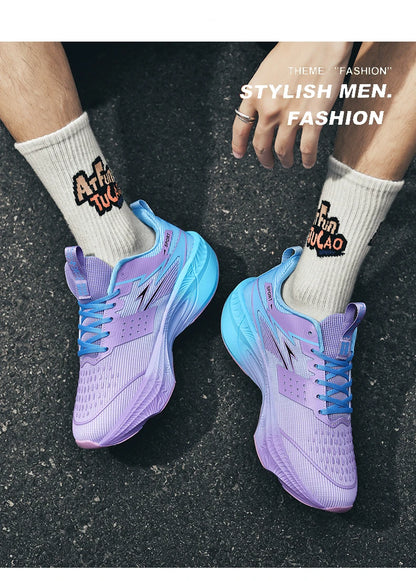 Scarpe sportive da running Marathon da uomo, con piastra in carbonio, cuscino d’aria, traspiranti e leggere, sneakers atletiche da donna comode e antiscivolo
