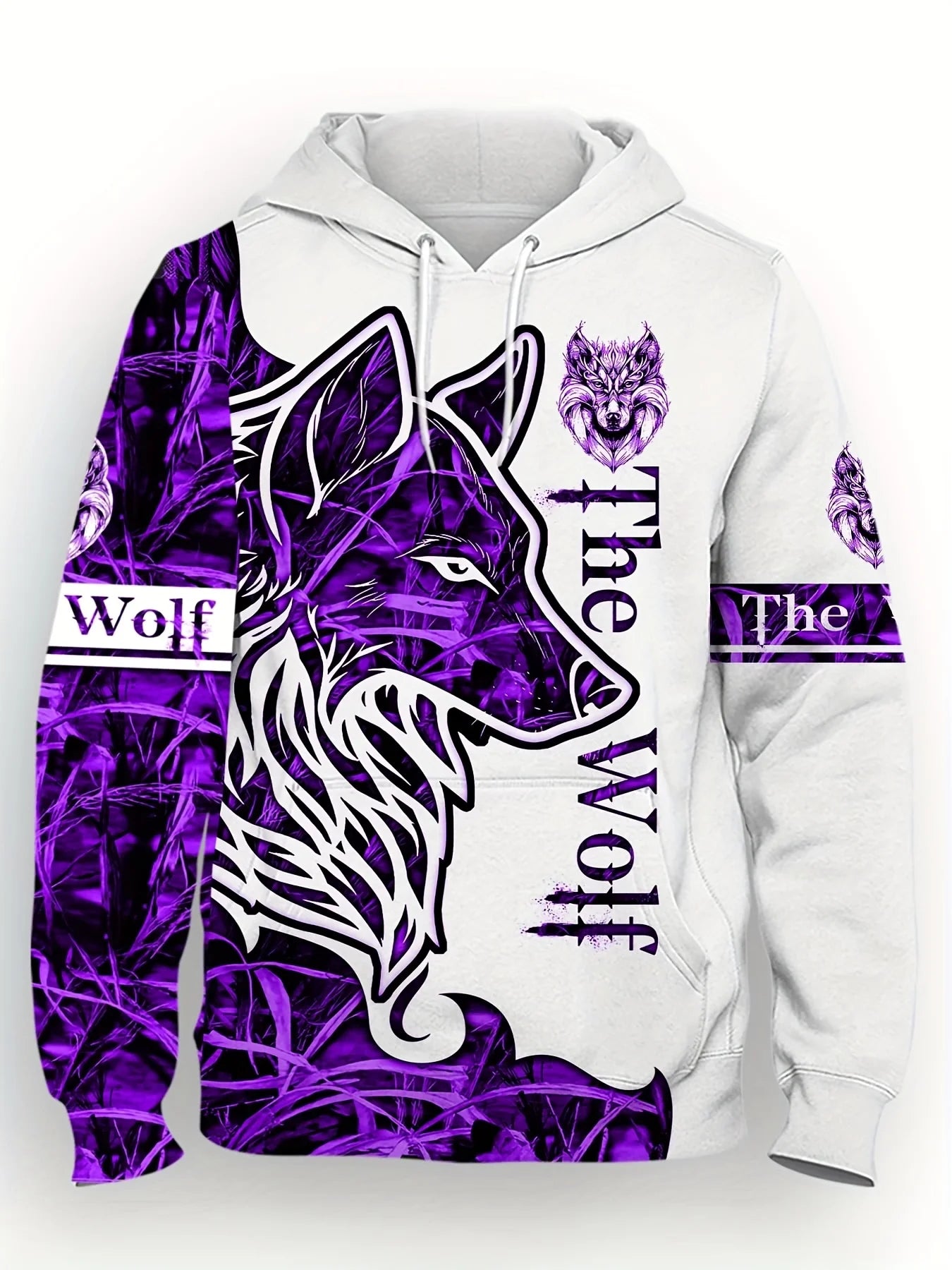 Modischer Herren-Kapuzenpullover für den Herbst mit individuellem Wolf-Print, weich und bequem, Outdoor-Streetstyle-Bekleidung