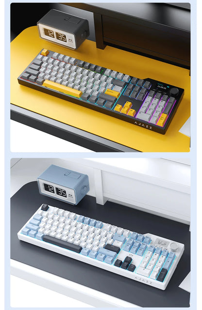 Ajazz AK35I V3 MAX 8000mAh battery Gaming mechanical keyboard Tri-mode Wired Bluetooth Wireless Hot-swappable TFT color screen