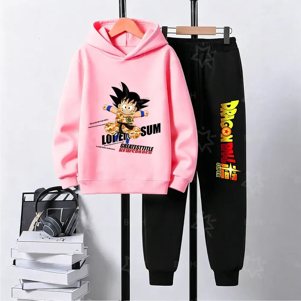 Kids Dragon Ball Camo Goku Printed Hoodie Set Casual Loose Comfortable Long Sleeve Sweatshirt Pants 2 Piece Outfits for Boys, Produit gaming premium Fraquane