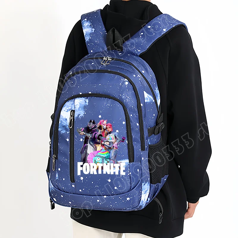 Fortnite Starry Sky Backpack Large Capacity Waterproof Laptop Bag Game Character Print Student Pack Boys and Girls Back to School Bag
