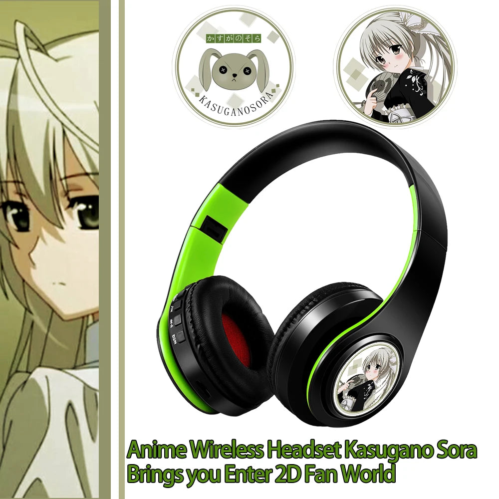 Auscultadores Anime Over-Ear Miku Nakano Sanjiu Bluetooth 5.0 – Headset Gaming Estéreo Sem Fios com Graves Profundos, Microfone e Suporte para Cartão TF