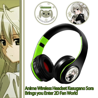 Auscultadores Anime Over-Ear Miku Nakano Sanjiu Bluetooth 5.0 – Headset Gaming Estéreo Sem Fios com Graves Profundos, Microfone e Suporte para Cartão TF
