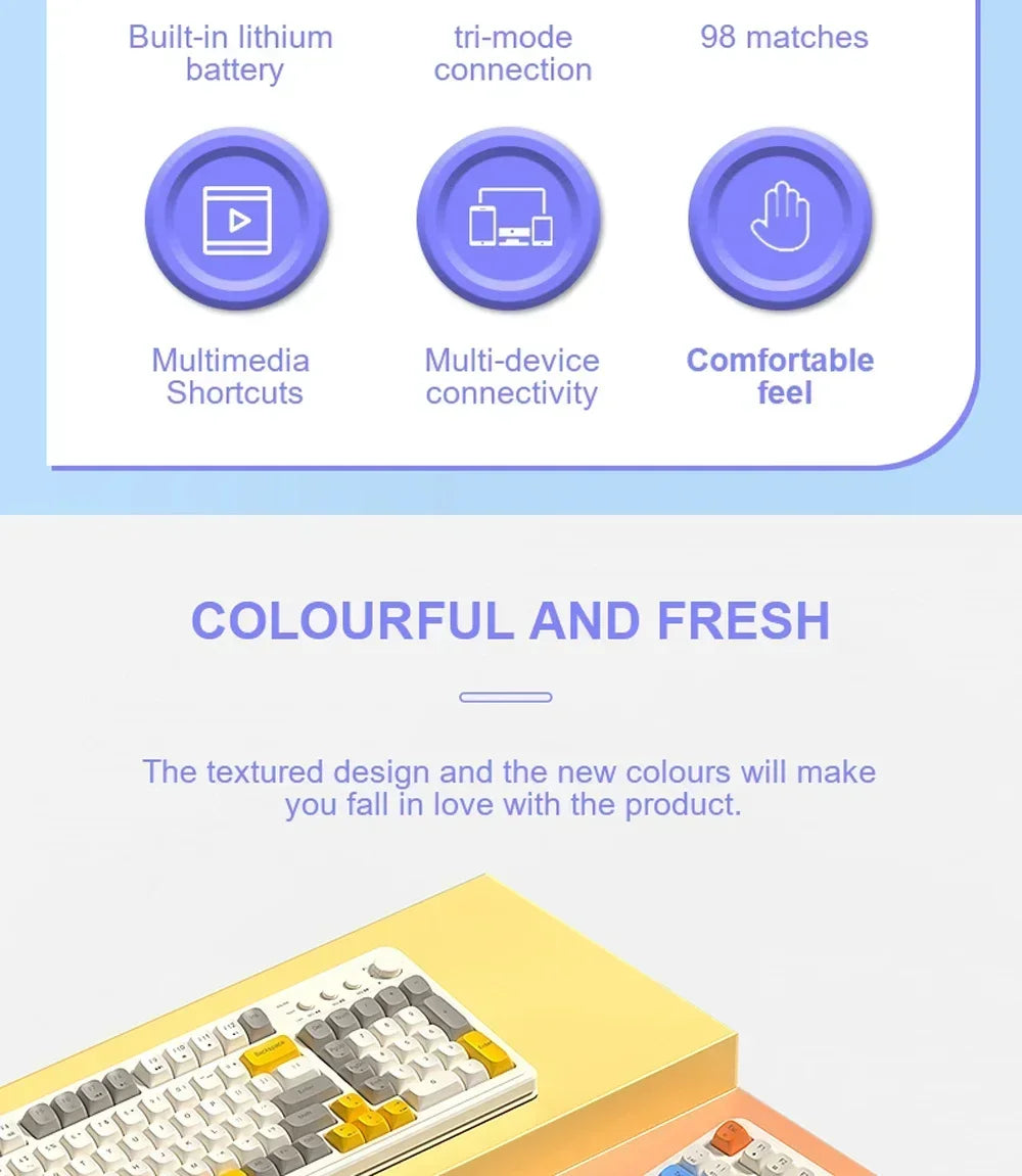 AULA S99 Keyboard 3-Mode Wireless Bluetooth Wired RGB Ergonomic 99Key Typing Mute Gaming Keyboard Custom PC Accessories Gifts