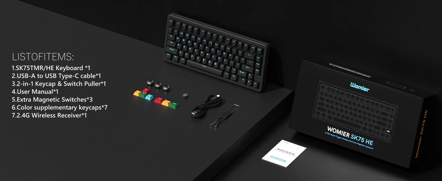 Womier SK75 TMR 75% Wireless Magnetic Keyboard Rapid Trigger Tri-Mode Bluetooth/2.4G/USB-C Hot-Swap Esports Gaming Keyboard
