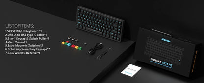Womier SK75 TMR 75% Wireless Magnetic Keyboard Rapid Trigger Tri-Mode Bluetooth/2.4G/USB-C Hot-Swap Esports Gaming Keyboard
