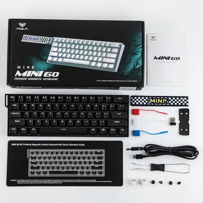 AULA Mini60 HE/Pro/Max 60% Magnetic Switch Keyboard RGB Tri Mode Wireless Mechanical Keyboard 8000Hz 0.01mmRT for Pc Gamer Gifts