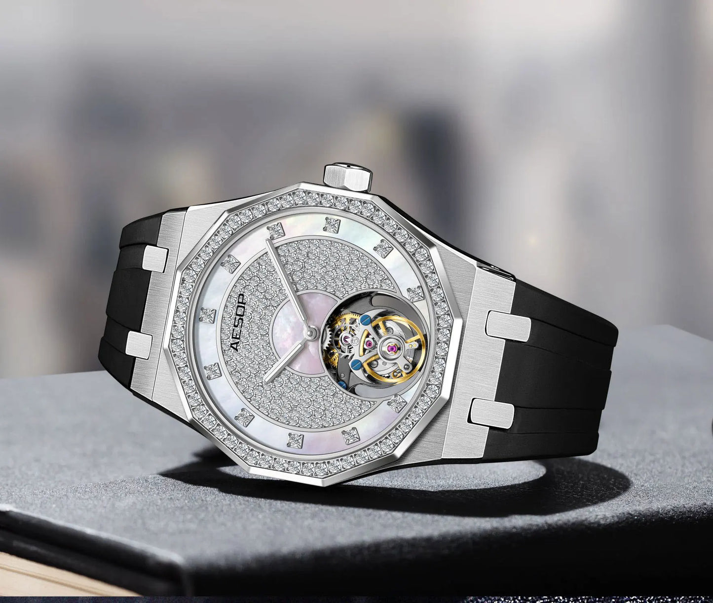 AESOP Echte Fliegende Tourbillon Mechanische Skeleton Uhr Für Mann Luxus Wasserdichte Armbanduhren Saphir Spiegel Gradienten new